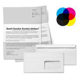 DIN Lang ein Blatt A4, zwei Seiten, 4/4 farbig